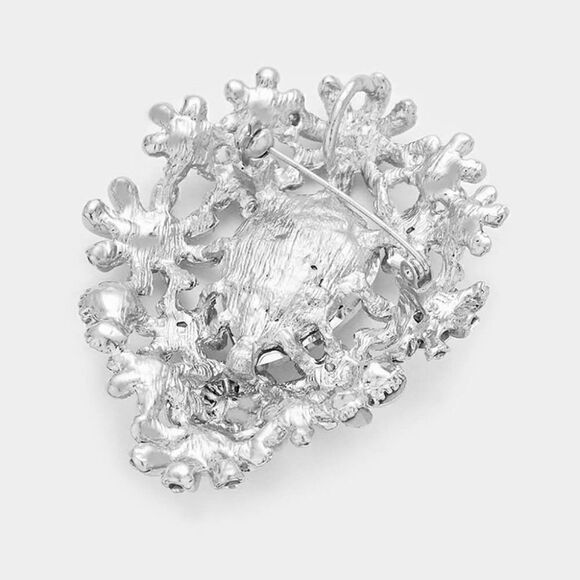 Flower Cluster Pink Crystal Pin Brooch - Picture 2 of 6